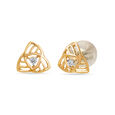18K Yellow Gold Diamond Triangular Stud Earrings for Women 2