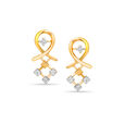 18KT Yellow Gold Slanted Sparkle Diamond Stud Earrings 2