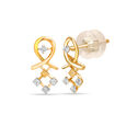 18KT Yellow Gold Slanted Sparkle Diamond Stud Earrings 3