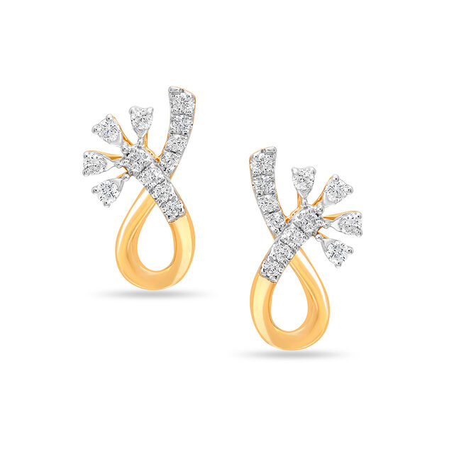 Buy 18KT Yellow Gold Floral Flair Diamond Stud Earrings at Best Price ...
