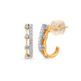 18Kt Yellow Gold Dainty Line & Dots Diamond Stud Earring,,hi-res 2