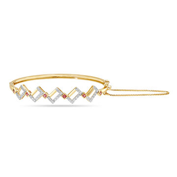 18KT Yellow Gold Sparkling Rhombus Diamond Bangle