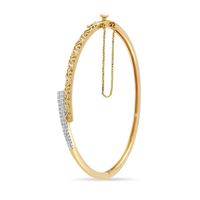 18KT Yellow Gold Sparkling Curvaceous Diamond Bangle,,hi-res 3