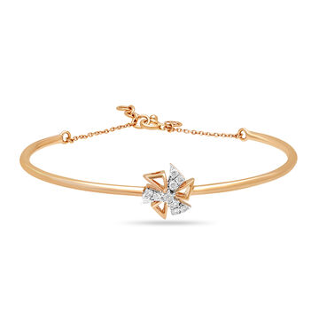 18KT Rose Gold Sparkling and Adjustable Diamond Bangle