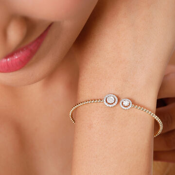 18KT Yellow Charming Geometric Gold Diamond Bangle