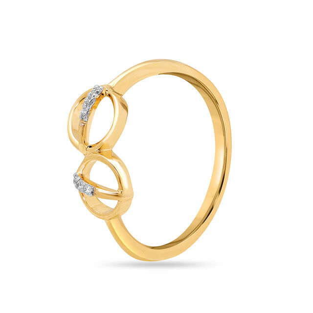 14KT Yellow Gold Gleaming Circles Diamond Ring 