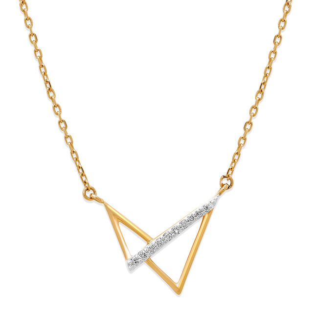 18KT Yellow Gold Abstract Sleek Diamond Necklace 