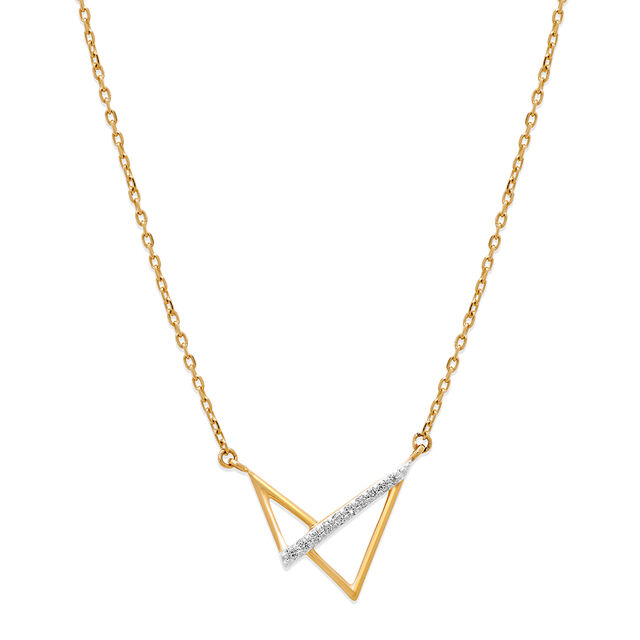 18KT Yellow Gold Abstract Sleek Diamond Necklace 2