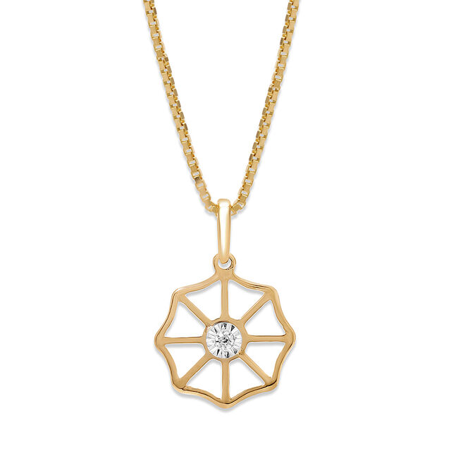 14KT Yellow and White Gold Unique Abstract Diamond Pendant 