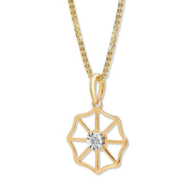 14KT Yellow and White Gold Unique Abstract Diamond Pendant 2