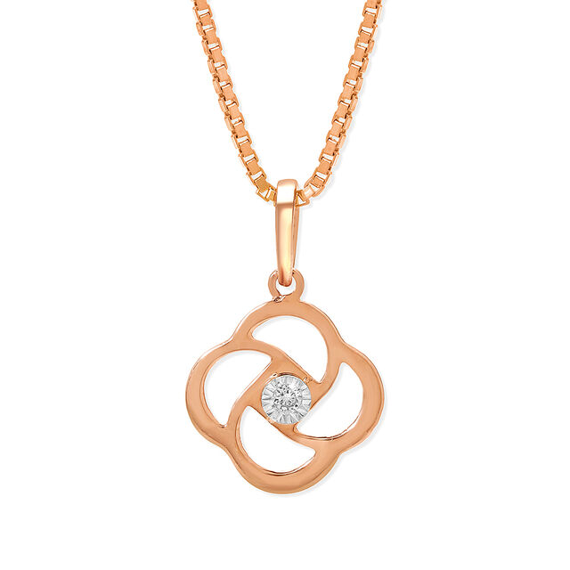 14KT White and Rose Gold Adorable Floral Diamond Pendant 