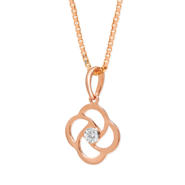 14KT White and Rose Gold Adorable Floral Diamond Pendant 2