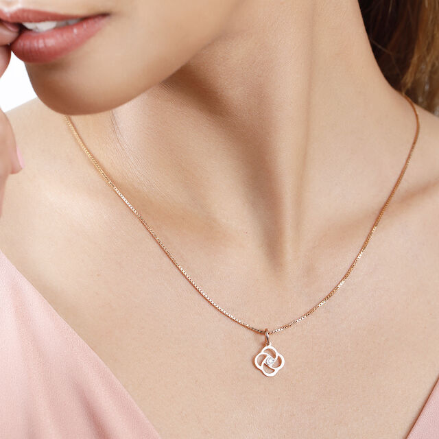 14KT White and Rose Gold Adorable Floral Diamond Pendant 3