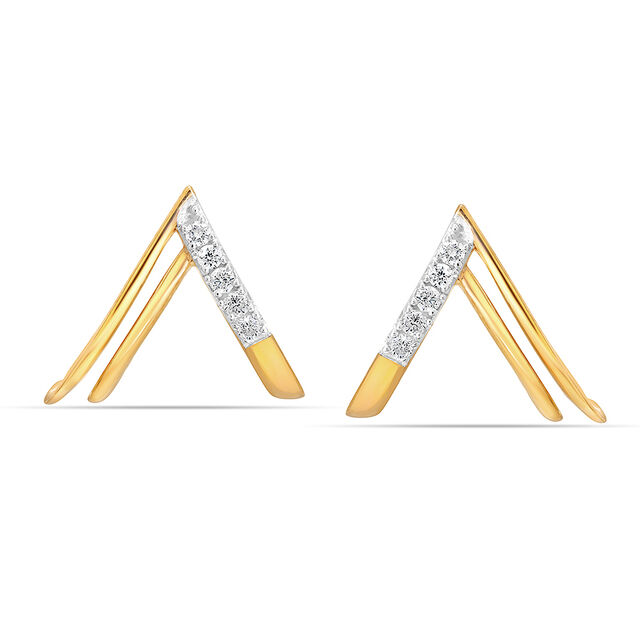 18KT Yellow Gold Radiant Ridge Diamond Stud Earrings 2