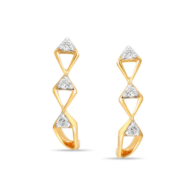 14KT Yellow Gold Endless Horizon Diamond Stud Earrings 