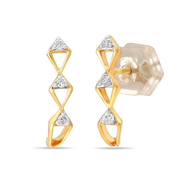 14KT Yellow Gold Endless Horizon Diamond Stud Earrings 2