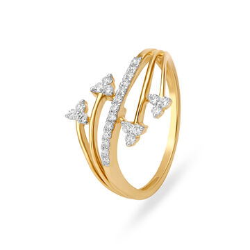 Layered Floral Gold and Diamond Finger Ring