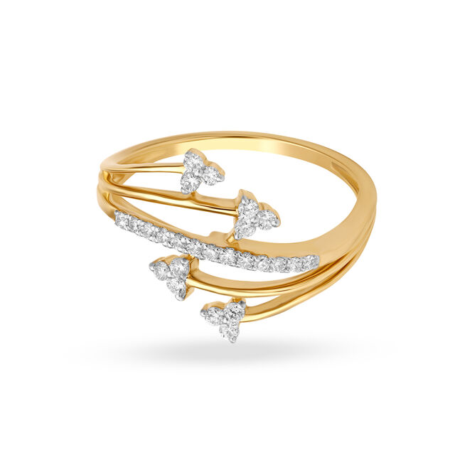 Layered Floral Gold and Diamond Finger Ring 2