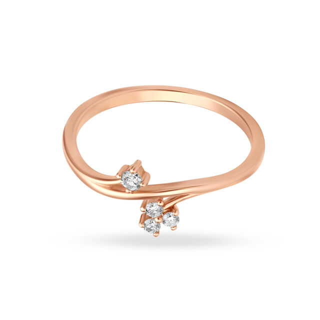 Floral Rose Gold and Diamond Finger Ring 2