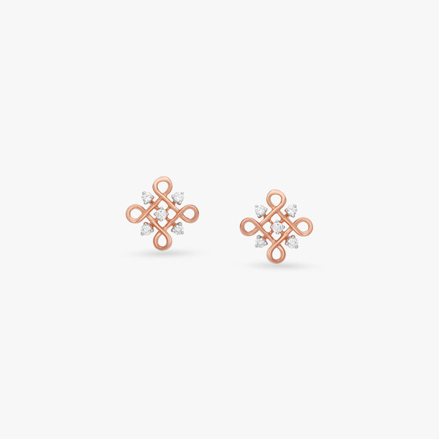 Eternal Knot Diamond Stud Earrings 