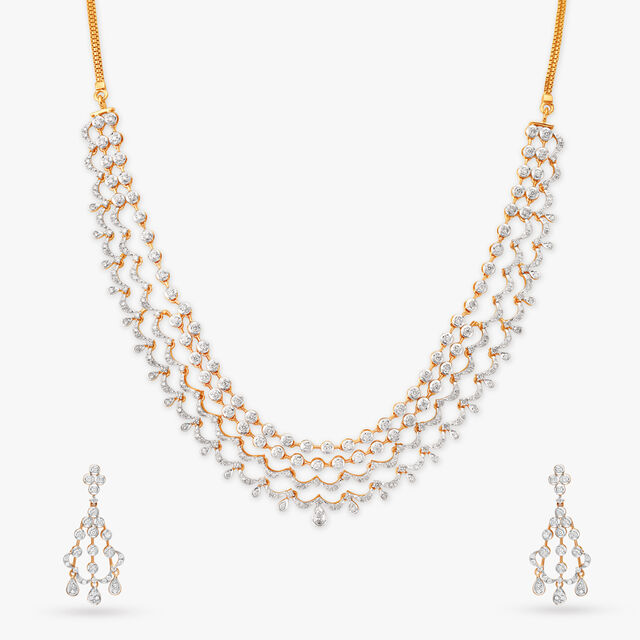 Cascading Diamond Necklace Set 