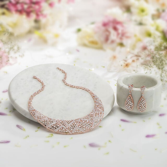 Rose Gold Necklace Diamond Necklace Designs Tanishq With Price Buy