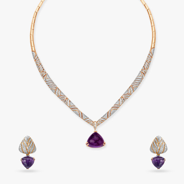 Dazzling Diamond and Trillion Amethyst Necklace Set,,hi-res 