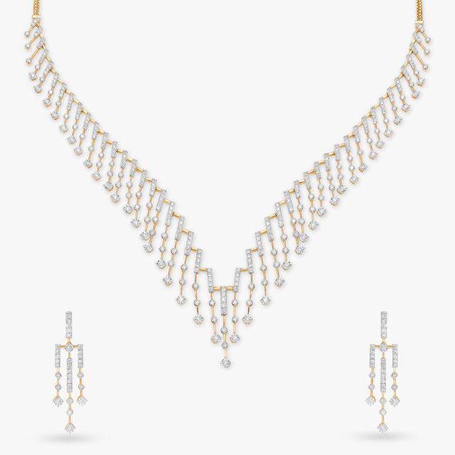 Fringed Delights Natural diamond Necklace Set 