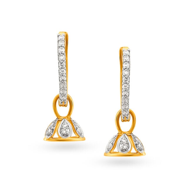 Dome Bell Diamond Hoop Earrings 