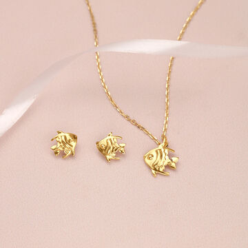 Golden Fish Charm  Gold Necklace Set