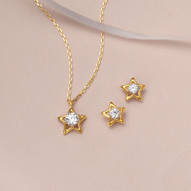 Stellar Sparkle  Gold Necklace Set 