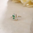 Leaf Enchantment 18KT Gold & Emerald Ring 