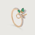 Leaf Enchantment 18KT Gold & Emerald Ring 4