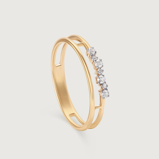 Sleek Splendour 14KT Gold & Diamond Finger Ring 4