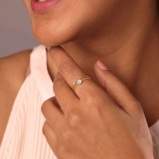 Sleek Stardust 14KT Gold & Diamond Ring 2