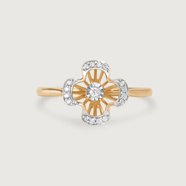 Sparkling Petals 14KT Gold & Diamond Finger Ring 3