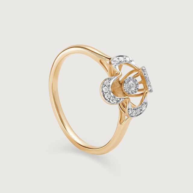 Sparkling Petals 14KT Gold & Diamond Finger Ring 4