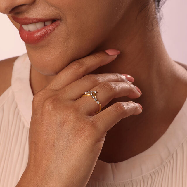 Sculpted Sparkler 14KT Gold & Diamond Finger Ring 2