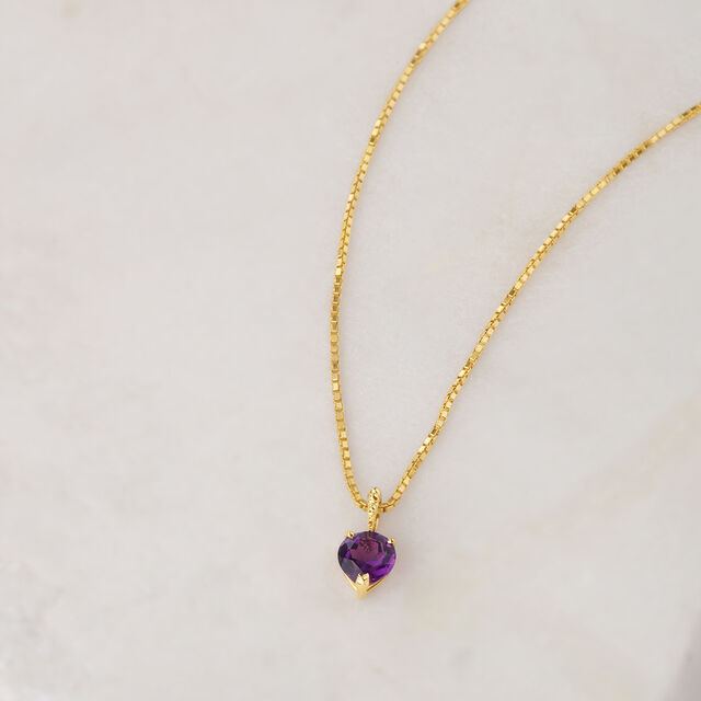 Heart of Amethyst 18 Kt Gold Chain and Pendant 