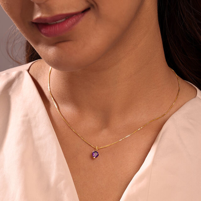 Heart of Amethyst 18 Kt Gold Chain and Pendant 2