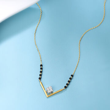 Geometric Allure 14KT Gold & Diamond Necklace