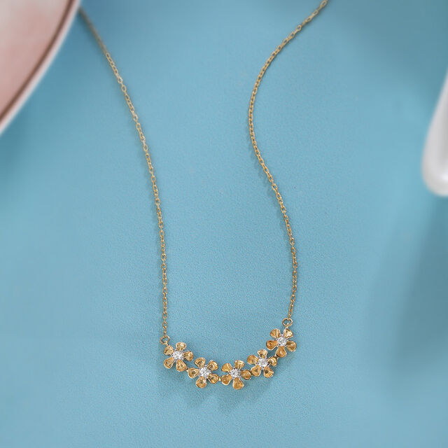 Lumina Blossom 14KT Gold & Diamond Necklace 