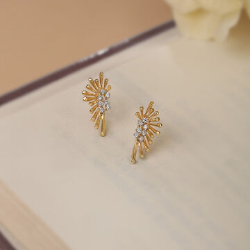 Radiant Sunburst 18KT Gold & Diamond Stud Earrings