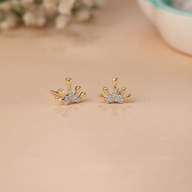 Regal Radiance 14KT Gold & Diamond Stud Earrings 