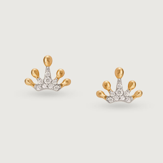 Regal Radiance 14KT Gold & Diamond Stud Earrings 3