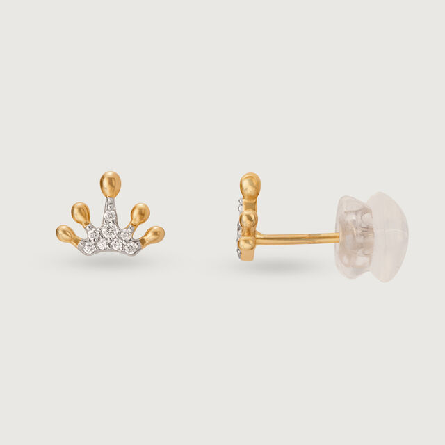 Regal Radiance 14KT Gold & Diamond Stud Earrings 4