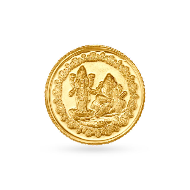 5 gram 24 Karat Gold Coin with Ganesha-Lakshmi Motif 