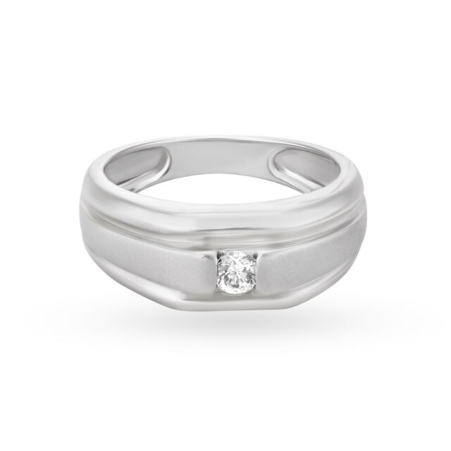 Minimalist 950 Karat Platinum And White Gold And Diamond Floral Ring,,hi-res