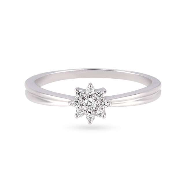 Dazzling 950 Karat Platinum And White Gold And Diamond Floral Ring,,hi-res
