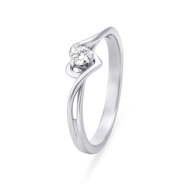 Romantic 950 Platinum And Diamond Heart Ring,,hi-res 